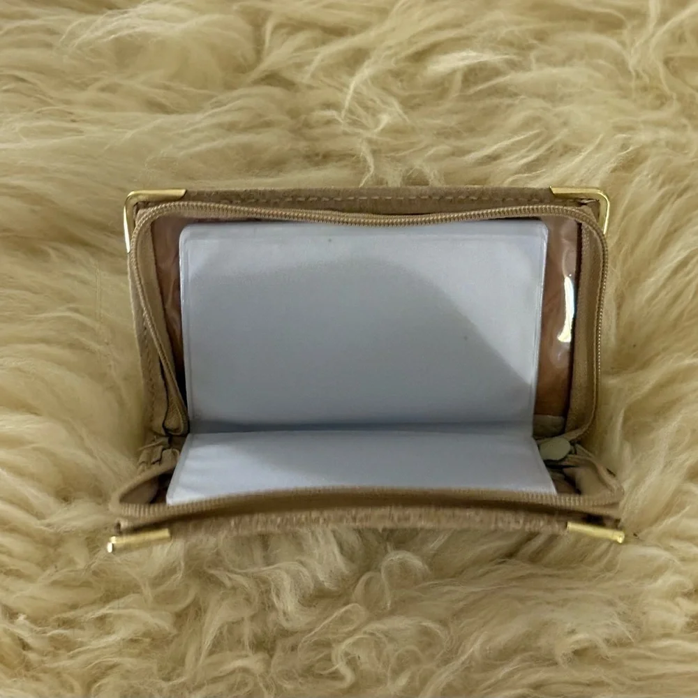 NWT Tan Suede Leather Card Holder